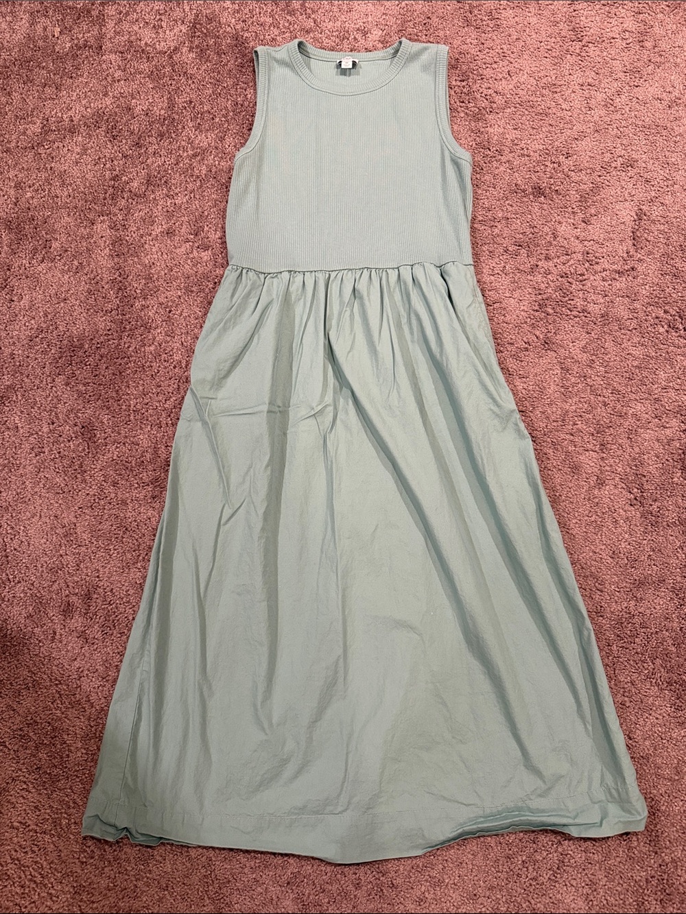 J. Crew Sleeveless Mint Green Mixed Media Midi Dress